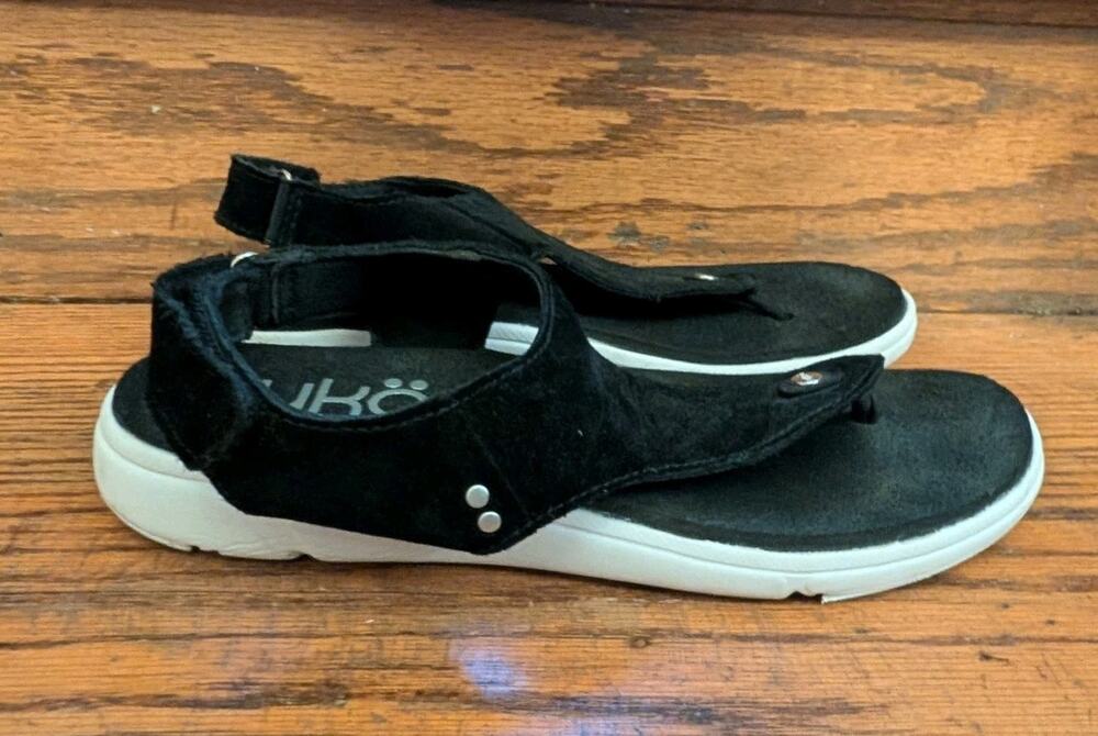 Ryka Women's 8.5 Margo Sandals in black suede Shoes
